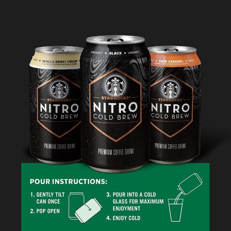 Café Starbucks Nitro Cold Brew preto sem açúcar, 284 ml, pacote